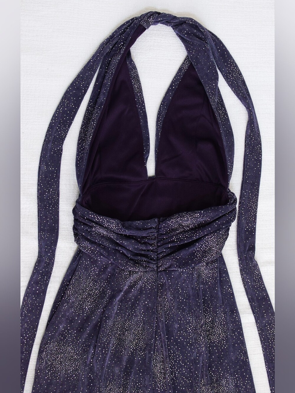 Lucy in the Sky Petra Celestial Glitter Halter Dress Plunging Neck Size S Prom - Picture 8 of 13